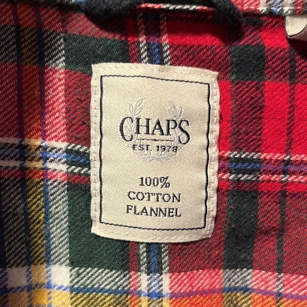 Chaps plaid flannel button down shirt size XXlarge. - Picture 3 of 7